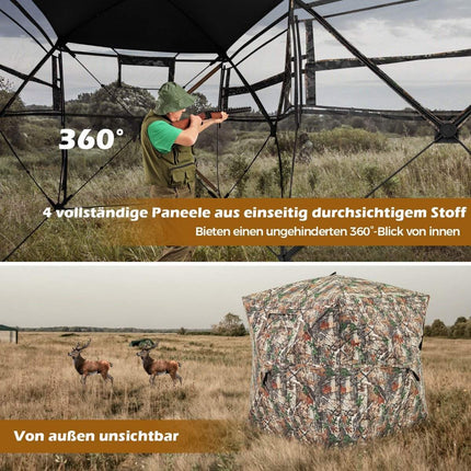 Hunting hideout for 2-3 people 360° transparent hunter's tent for deer and wild boar hunting