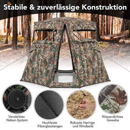Tente de chasse pour 2-3 personnes Tente de camouflage transparente à 360° pour la chasse au cerf et au sanglier