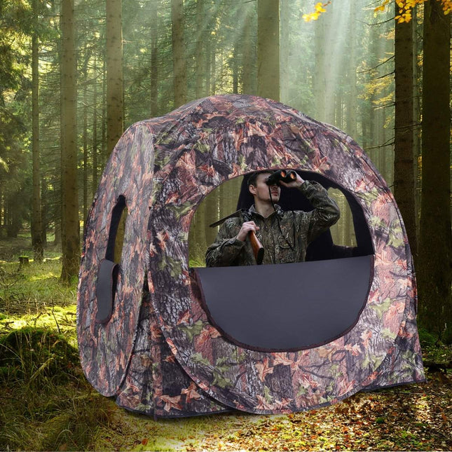 Jagdzelt im Pop-Up-Design mit 360°-Sicht &amp; Tragetasche &amp; Spanngurten für 2 Personen