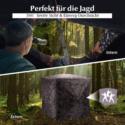 Jagdzelt mit 360°-Sicht &amp; Tragetasche. Jagdunterstand Bodenzelt für 2 Personen