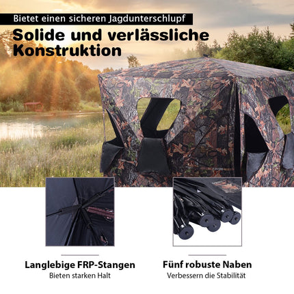 Jagdzelt mit 360°-Sicht &amp; Tragetasche. Jagdunterstand Bodenzelt für 2 Personen