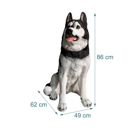 Husky Gartenhund-Statue, Polyresin, 86 cm