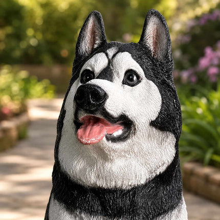 Husky Gartenhund-Statue, Polyresin, 86 cm