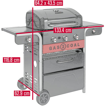 Hybridgrill Gas2Coal 2.0, 3+1 Brenner, Gas oder Kohle