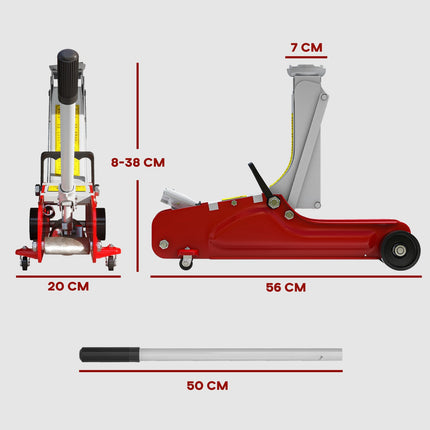 Hydraulic Car Jack, 8-38 cm Lift, 2.5 Ton Capacity, Steel