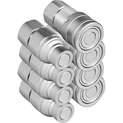 Hydraulic Quick Connect Couplers, 3/4in NPT, ISO 16028, 4 Pack
