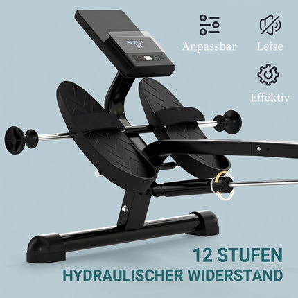 Hydraulic Rowing Machine for Home, 12 Resistance Levels, LCD