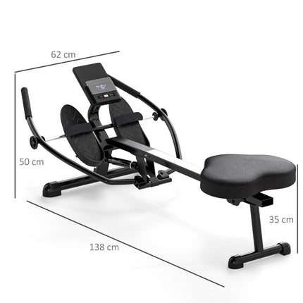 Hydraulic Rowing Machine for Home, 12 Resistance Levels, LCD