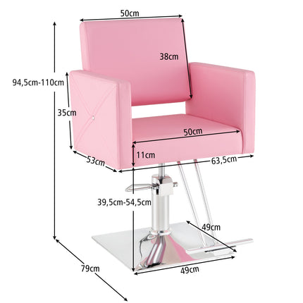 Hydraulischer Friseurstuhl, verstellbar, Pink, 360° drehbar