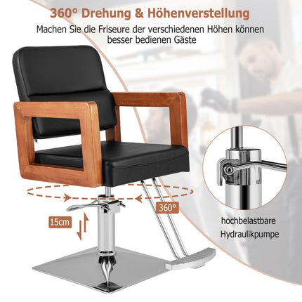 Hydraulic Salon Chair with 360° Rotation, Adjustable Height