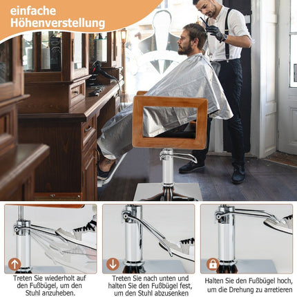 Hydraulic Salon Chair with 360° Rotation, Adjustable Height