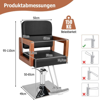 Hydraulic Salon Chair with 360° Rotation, Adjustable Height