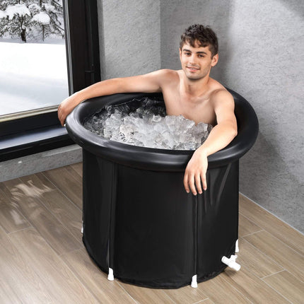 Ice Bath Tub, 85 cm Inflatable Cold Plunge, 330 L Cover
