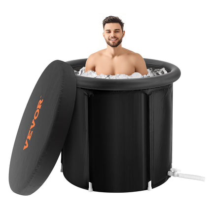 Ice Bath Tub, 85 cm Inflatable Cold Plunge, 330 L Cover
