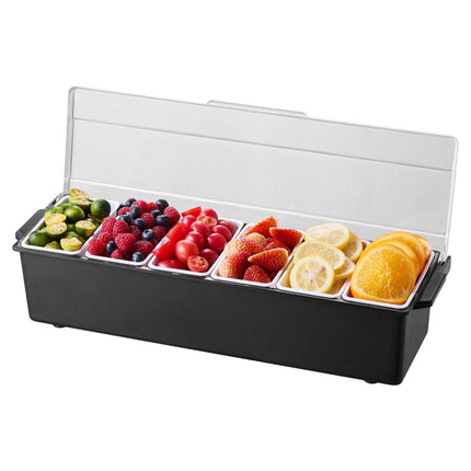 Ice-Cooled Condiment Server, 6 Compartments with Lid