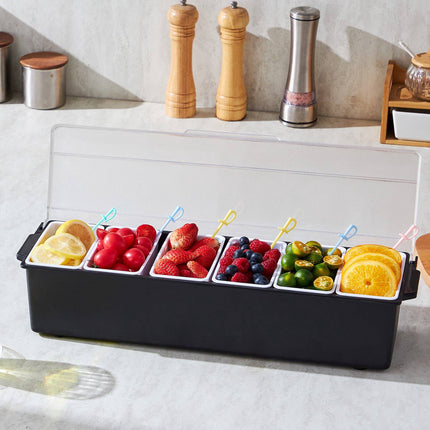 Ice-Cooled Condiment Server, 6 Compartments with Lid