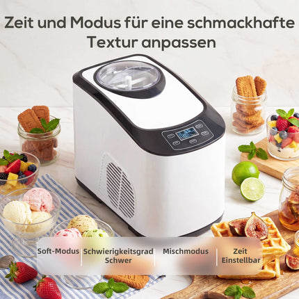 Eismaschine mit Kompressor, 1,5L, Weiß