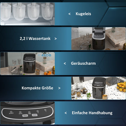 Ice cube machine with 12 kg/24 hours, double ice sizes, self-cleaning