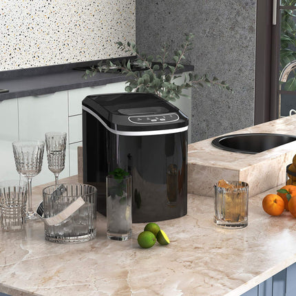 Ice cube machine with 12 kg/24 hours, double ice sizes, self-cleaning