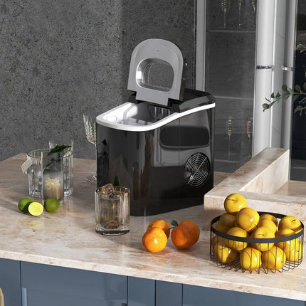 Ice cube machine with 12 kg/24 hours, double ice sizes, self-cleaning