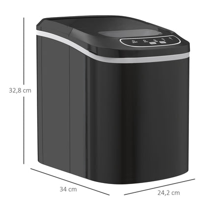 Ice cube machine with 12 kg/24 hours, double ice sizes, self-cleaning