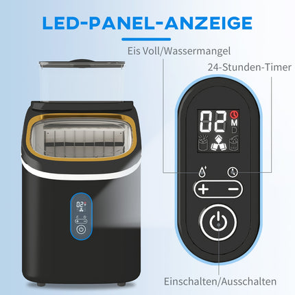 Ice Cube Maker, 15kg/24h, 1.5L Tank, LED Display, Black