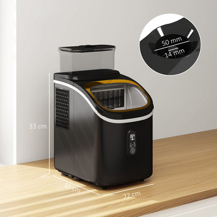 Ice Cube Maker, 15kg/24h, 1.5L Tank, LED Display, Black