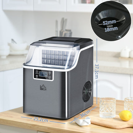 Eiswürfelbereiter, 20 kg/24 Stunden, 2,3 l, Selbstreinigungsfunktion, Schwarz