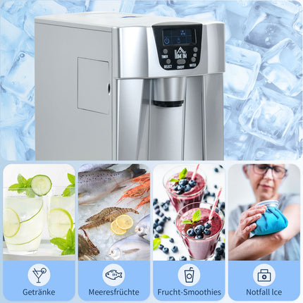 Ice cube maker, 12 kg/day, fast 6-min, 3 L water tank