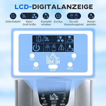 Ice cube maker, 12 kg/day, fast 6-min, 3 L water tank