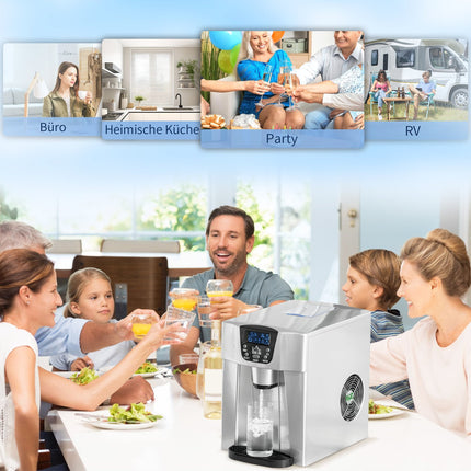 Ice cube maker, 12 kg/day, fast 6-min, 3 L water tank