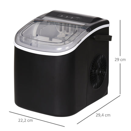 Eiswürfelbereiter, 9 Würfel in 6-12 Min., 12 kg/Tag, schwarz