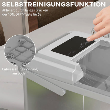 Ice machine, self-cleaning, 12 kg/day, white