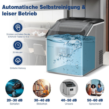 Ice Maker 2.4L with Scoop, Timer & Self-Cleaning, 18kg/24H