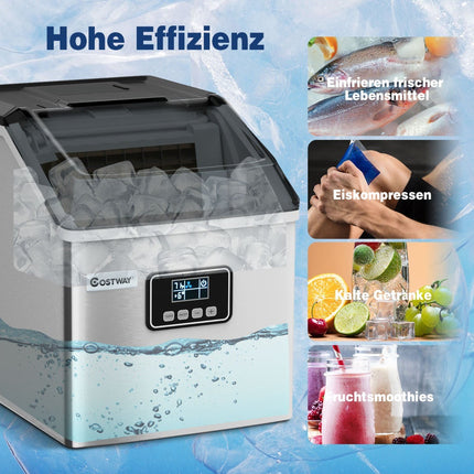 Ice Maker 2.4L with Scoop, Timer & Self-Cleaning, 18kg/24H