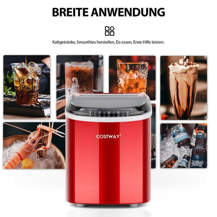 Výrobník ledu 2.2 L s kulatými kostkami ledu, 24.5 x 35.5 x 32 cm, červený