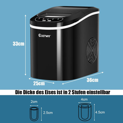 Eiswürfelmaschine Eismaschine inkl. Eiswürfelschaufel Schwarz 25 x 36 x 33 cm