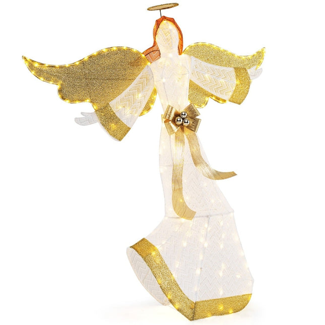 Beleuchteter 160 cm Weihnachtsengel mit Heiligenschein und LED-Lichtern
