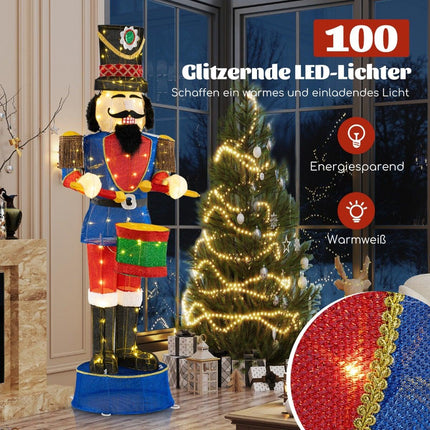 Illuminated 185 cm Christmas Nutcracker with Drum