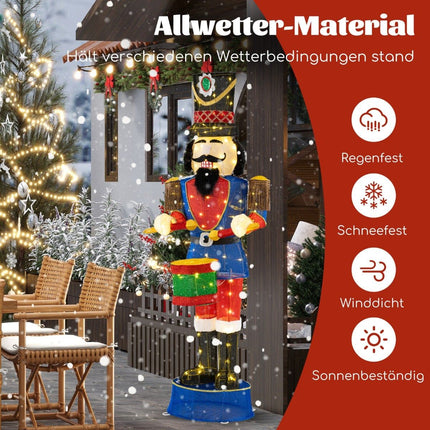 Illuminated 185 cm Christmas Nutcracker with Drum