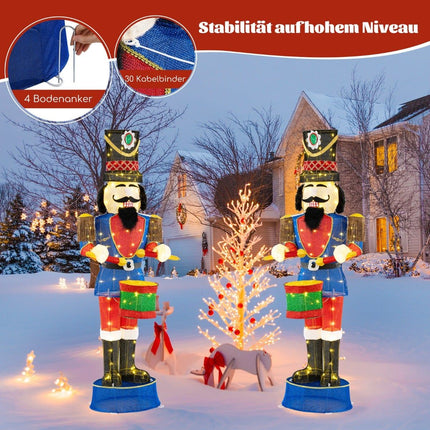 Illuminated 185 cm Christmas Nutcracker with Drum