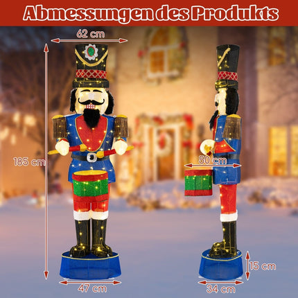 Illuminated 185 cm Christmas Nutcracker with Drum