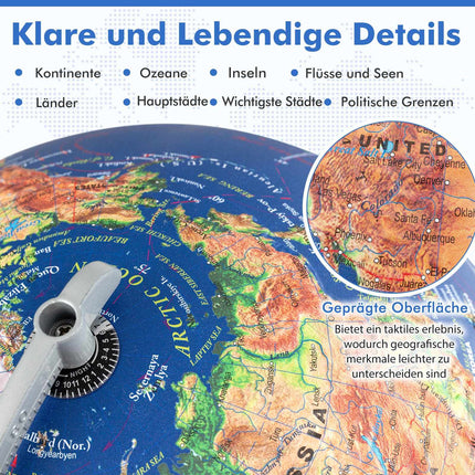 Beleuchteter Globus 30 cm mit Holzfuß – Lehrmittel