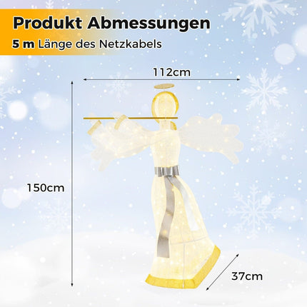 Illuminated Christmas Angel with 100 LED Lights, 150 cm