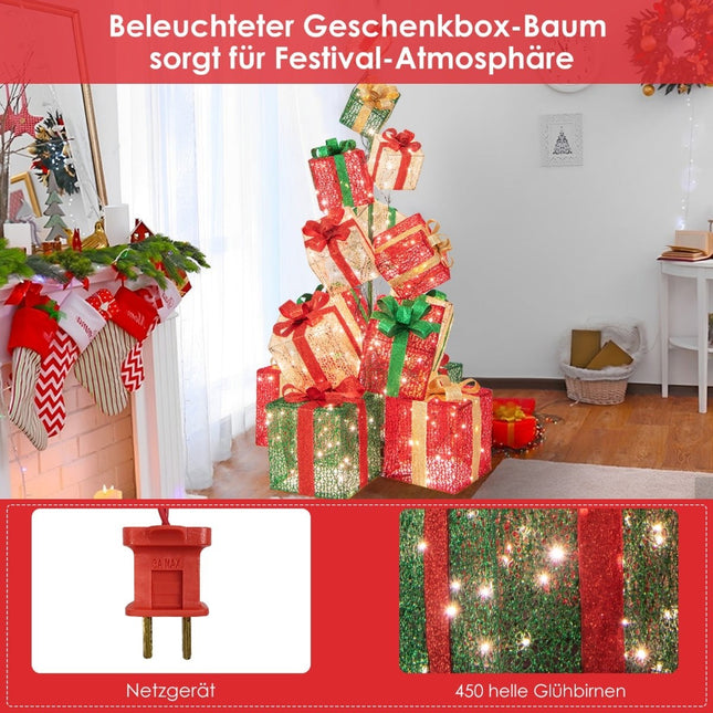 Beleuchtetes Weihnachtsgeschenkbox-Set, 15-teilig, 450 LED-Leuchten