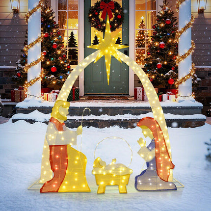 Illuminated Nativity Scene with 240 Warm White LEDs, Outdoor Christmas Set