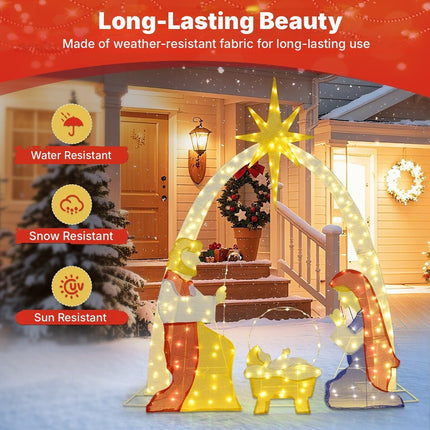 Illuminated Nativity Scene with 240 Warm White LEDs, Outdoor Christmas Set