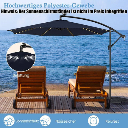 Beleuchteter Sonnenschirm mit 112 LED-Leuchten, solarbetrieben, Terrassenschirm, Marineblau
