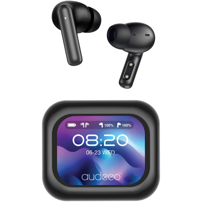 In-Ear TWS Earbuds, ANC, ENC, Ladecase mit Touchscreen, Schwarz