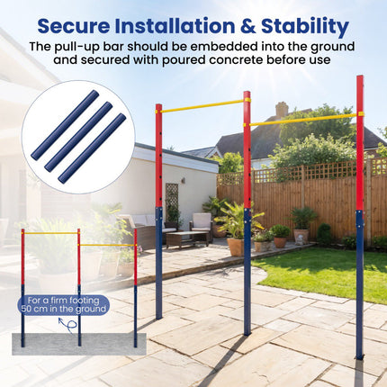 In-Ground Pull Up Bar, 5 Heights, 220 kg Capacity
